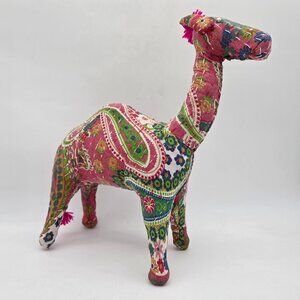 Hand Made Embroidered Stuffed Camal Figure Home Decor Cotton BOHO Style VTG
